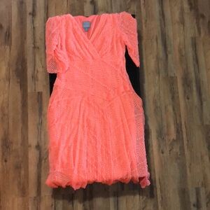 Coral pink knee-length dress, size M